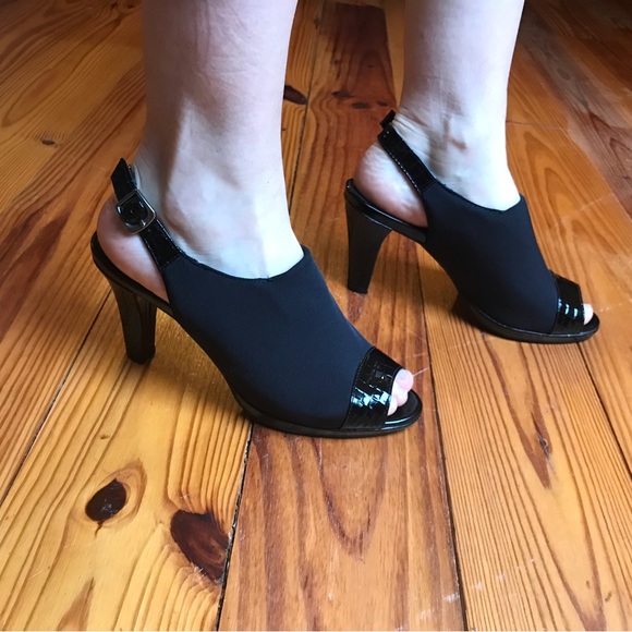 Life Stride Soft System Black Open Toe Heels, EUC, 7.5 - Picture 13 of 15